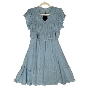 Kohl's Light Blue Short-Sleeved Dress Smocked Chest Women's Size Medium NWT